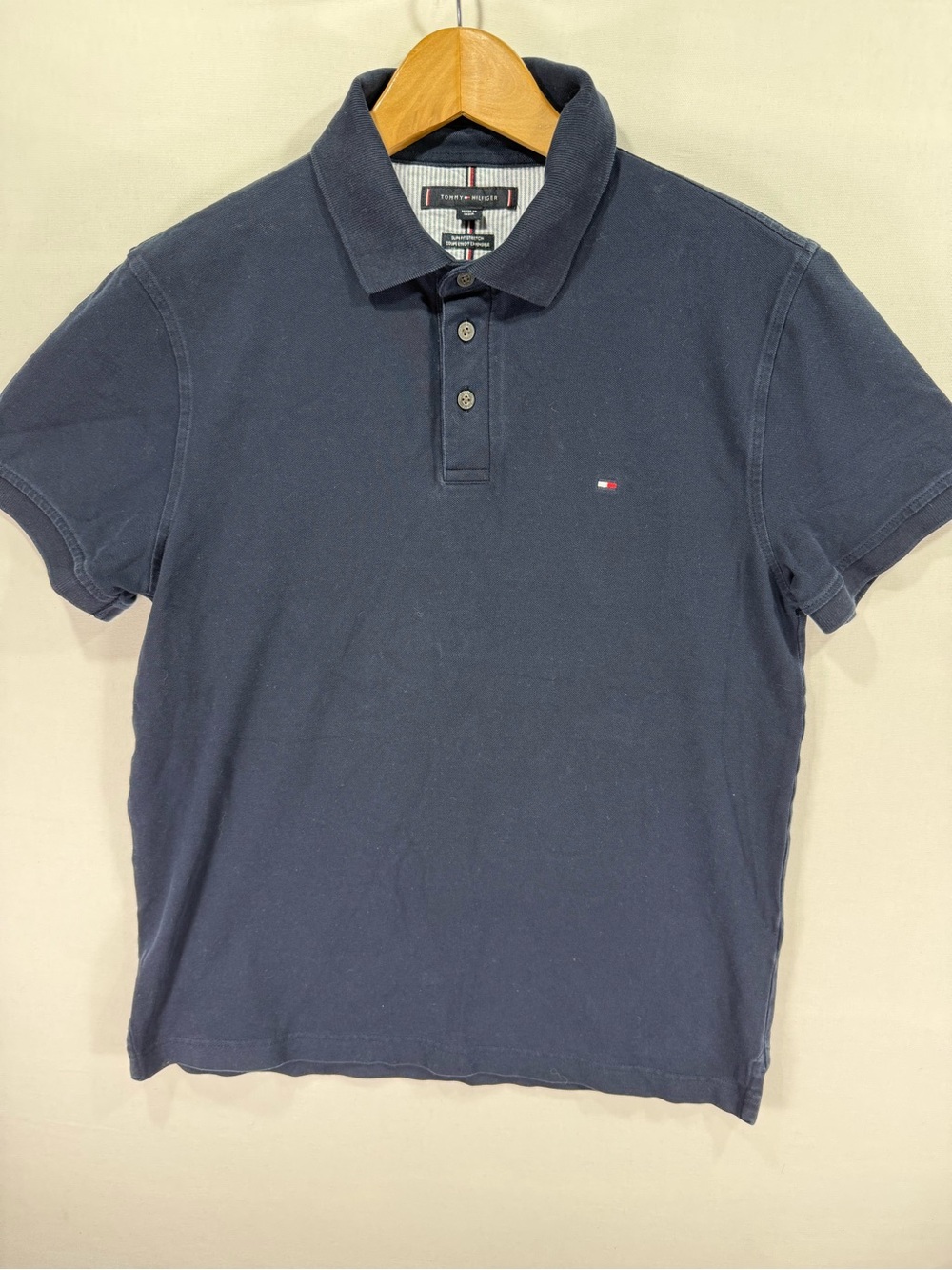 Tommy Hilfiger Slim Fit Stretch Pique Polo Blue Large